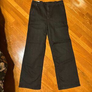 OAT NY Black Wide Leg Jeans Size 12 NWT High Waisted Denim Pants